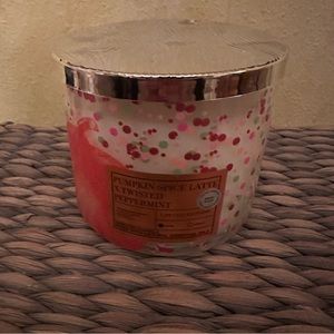 Bath & Body Works 3Wick Pumpkin Spice Latte and Twisted Peppermint